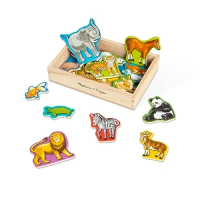 Imagen de Melissa &amp; Doug Imanes de madera con 20 animales, Juguete magnético desarollo, Juego creativo, Regalo para niños 3 4 5 6 7 años