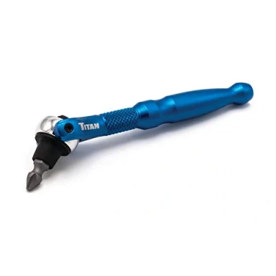Imagen de Titan 11317 Destornillador de broca trinquete con cabeza giratoria 1/4 pulgadas x 4 pulgadas, color azul