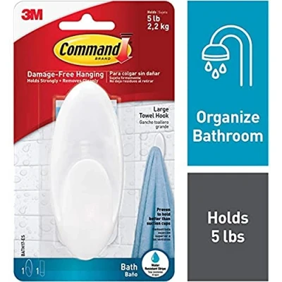 Imagen de Command BATH17 ES Gancho para Toallas, Blanco, Standard, 3