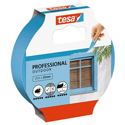 Imagen de tesa Cinta de Carrocero EXTERIOR Pintor Fina Enmascaramiento Altamente Preciso para Exteriores Resistente a los rayos UV y al clima 25 m x mm Azul