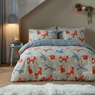 Imagen de Fusion Snug Juego de Funda edredón cepillada para Cama Doble, Color Natural