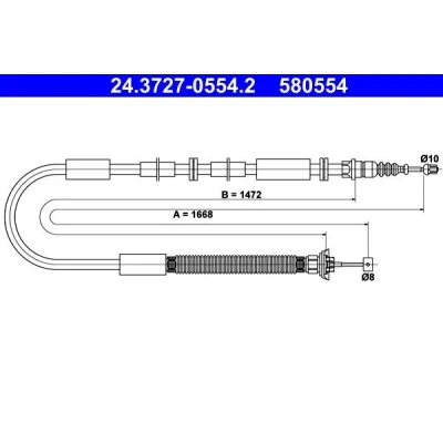 Imagen de ATE 24.3727 0554.2 Cable de Freno Mano 1668 FIAT: Stilo Hatchback