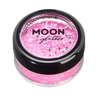 Imagen de Agitadores de brillantina iridiscentes por Moon Glitter 100% Brillo Cosmético para la Cara, Cuerpo, Uñas, Cabello y Labios 5g Rosa