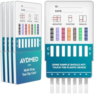 Imagen de 5 x Aydmed tarjetas de Prueba drogas para siete orina cocaína, opiáceos, metadona, anfetaminas, cannabis, éxtasis y benzodiacepinas