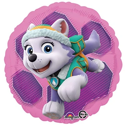 Imagen de Amscan 3408801 globo foil estándar Paw Patrol Skye y Everest, diámetro aprox. 43 cm, de helio, cumpleaños