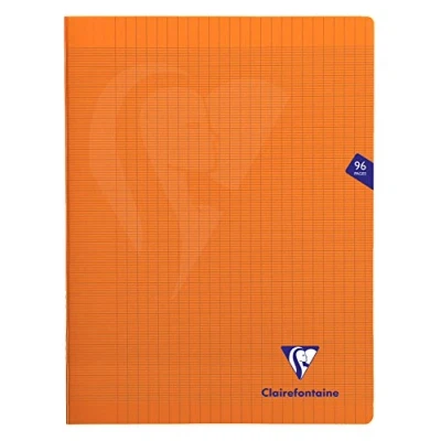 Imagen de Clairefontaine Ref 383361C Cuaderno grapado lateral Mimeys (96 páginas) Tamaño A4+, cubierta Polypro, papel vitela cepillado de 90 g/m², regla Séyès naranja