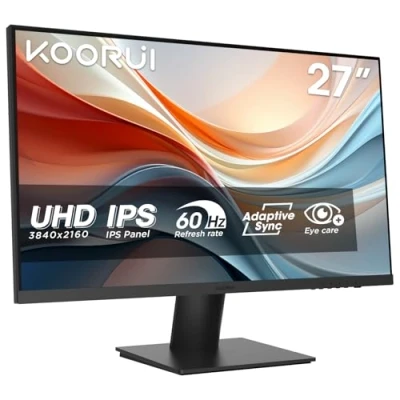 Imagen de KOORUI N07 Monitor 27 Pulgadas, 4K, UHD 3840x2160, IPS, 60Hz, HDR10, Adaptive Sync, 2xHDMI 2.0, DP 1.4, 90% DCI P3, Eye Care, 5 a 20 Inclinación Ajustable, VESA 100 x 100mm