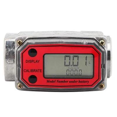 Imagen de medidor de flujo combustible diesel NPT 1 &quot;, mini turbina digital 15 120L para diésel, queroseno, gasolina(rojo)