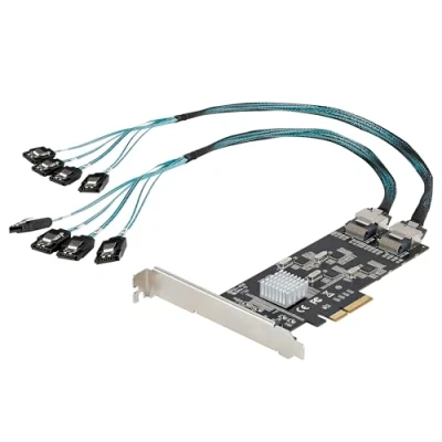 Imagen de StarTech.com Tarjeta PCIE de 8 Puertos SATA Adaptadora Expansión PCI Express con 4 Controladores Host Controladora III (8P6G CARD)