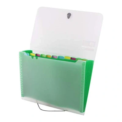 Imagen de D.RECT 5540 Bolsa para Documentos Clasificador de Escuela, Alfabético, Bolsillos Expandibles 12 Compartimentos, Oficina, Hogar A4 Verde