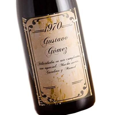Imagen de Regalo Personalizable: Botella de Vino Personalizada con el año Nacimiento, su Nombre y una dedicatoria, en Caja Madera Personalizada.