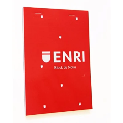 Imagen de Enri, bloc de notas A6, tapa blanda, 80 hojas blancas lisas, pack 10 libretas, color rojo