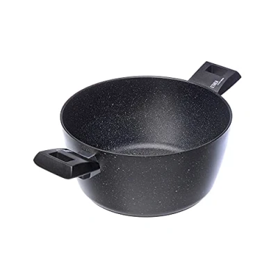 Imagen de Moneta Etnea Cacerola 20cm, Aluminio Alimentario, Efecto Piedra Antiadherente, Negro, 20 cm