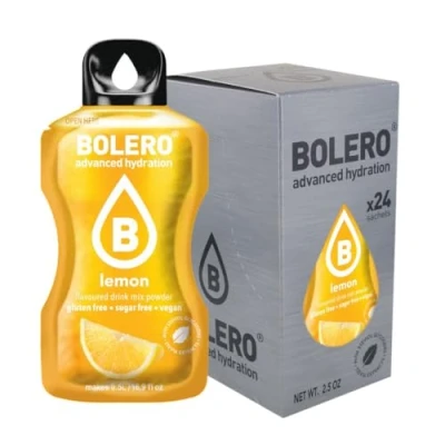 Imagen de Bolero bebida 24 bolsitas de 3 g fruta preparada en polvo soluble para fresca agua, 72 gramos endulzado con stevia (limón)