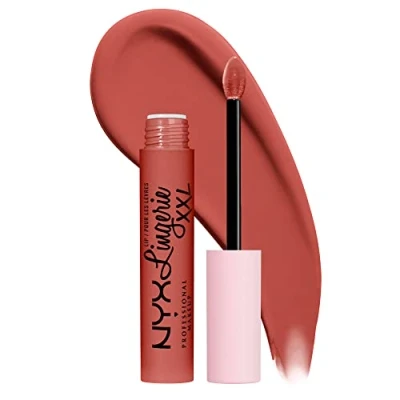Imagen de NYX Professional Makeup Lip Lingerie XXL Labial líquido Larga duración, Fórmula Vegana, Tono Peach Flirt