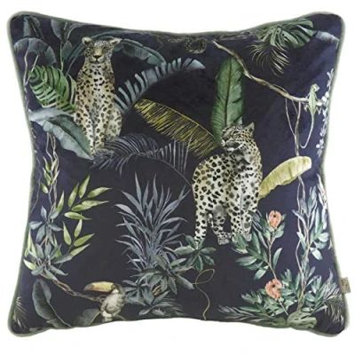 Imagen de Evans Lichfield Amortiguador de la Cubierta Leopardo Selva, Terciopelo, Gasolina, 43 x 43cm