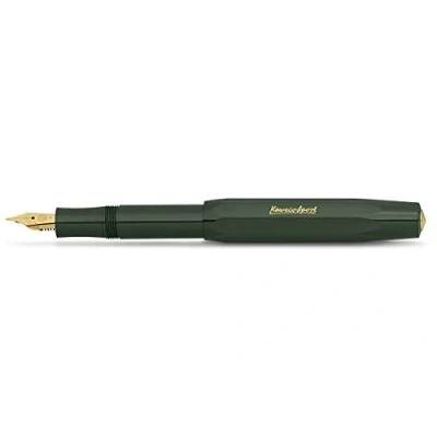 Imagen de Kaweco Classic Sport Pluma estilogr?fica con plum?n de acero chapado en oro 23 quilates y punta iridio para cartuchos tinta I 13,5 cm (extraancho, verde)