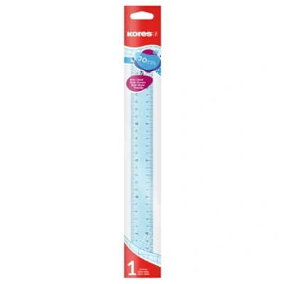 Imagen de Kores Regla transparente de 30 cm con borde tinta para niños y estudiantes, ligera, material escolar oficina, paquete 1 en colores surtidos