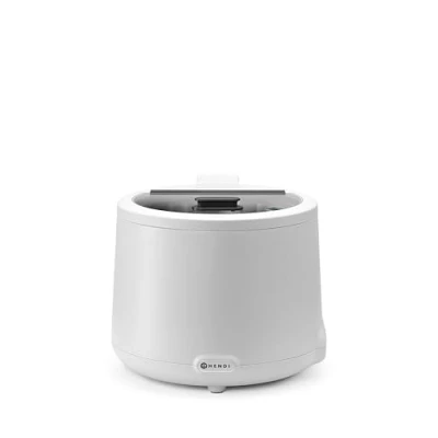 Imagen de HENDI Hervidor de sopa, UNIQ, calentador servidor exhibidor buffet, eléctrico, sistema Baño María, redondo, 8L, 220V, 500W, ø366x(H)325mm, acero inoxidable, aluminio, PP, blanco
