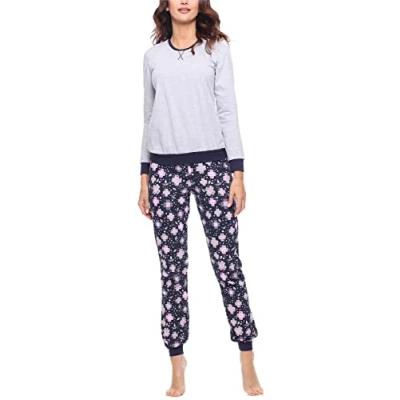 Imagen de Merry Style Pijama Conjunto Camiseta y Pantalones Mujer MS10 168(Melange Flores, S)