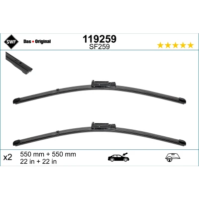 Imagen de Limpiaparabrisas Swf Visioflex 119259 delante Sin marco AUDI: A6 C6 Berlina, Avant, Allroad