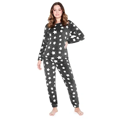 Imagen de CityComfort Pijama Mujer Invierno Polar Suave, Conjuntos de Pijamas Manga Larga S XL (L, Gris Estrella)