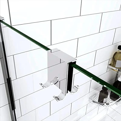 Imagen de 47x18x51mm AICA gancho/colgador mural DE ducha doble Vieste，soporte toallas pared,acero inoxidable para MAMPARA o PARED 8 10 MM，Plata