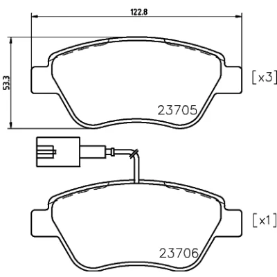 Imagen de HELLA 8DB 355 018 821 Juego de pastillas freno con contacto aviso desgaste incorporado tornillos pinza accesorios FIAT: BRAVO 2