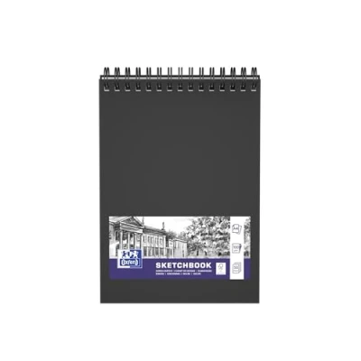 Imagen de Oxford Bloc de bocetos A4, tapa dura con espiral, 100 páginas, papel g, negro, 1 unidad