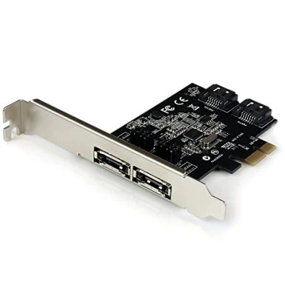 Imagen de StarTech.com Tarjeta Adaptadora Controladora PCI Express PCIe 2 Puertos eSATA Externos SATA Internos III 6Gbps