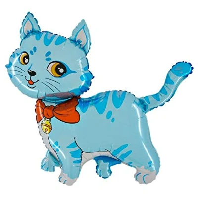 Imagen de Ballonim® globos de gato azul, aprox. 80 cm, papel aluminio, decoración para fiestas