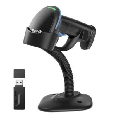 Imagen de Inateck Escáner de Código Barras 2D con Soporte Inteligente, Lector Codigo Inalambrico, Barcode Scanner App y SDK, Imager Batería 2600mAh, BCST 35, Azul
