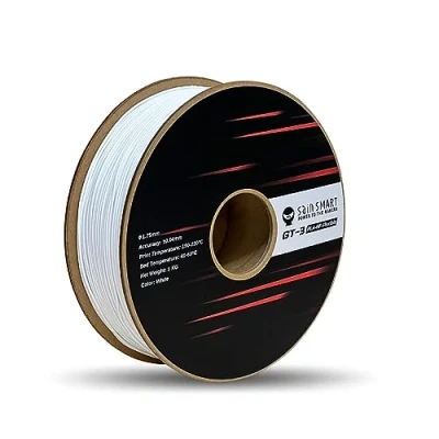 Imagen de SainSmart filamento PLA flexible GT 3 de alta fluidez, 1,75 mm, impresora 3D alto flujo para impresión a velocidad, bobina 1 kg, precisión dimensional +/ 0,04 color blanco