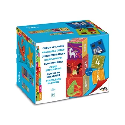 Imagen de Cayro Juego De 10 Cubos Apilables Multicolor para Niños A Partir 1 Año Desarrolla la Coordinación Y Habilidades Motoras Material Seguro Resistente Jugar En Familia