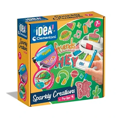 Imagen de Clementoni Idea Sparkly Creations Pop Style Painting, Diamond Art, Kit Arte, Laboratorio Gemas, Juego Creativo Niños 7 Años, Color Multilingüe, 18775