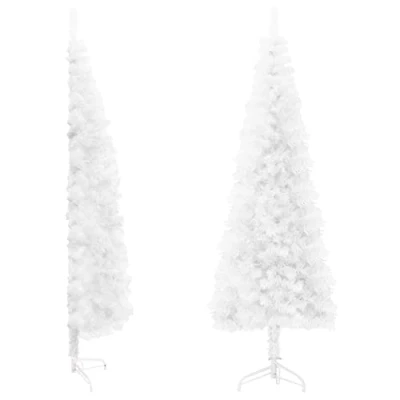 Imagen de vidaXL Medio Árbol de Navidad Artificial con Soporte Entrada Blanco Sala Plaza Navideño Adorno Casa Bodas Terraza Decoración Habitación 210 cm