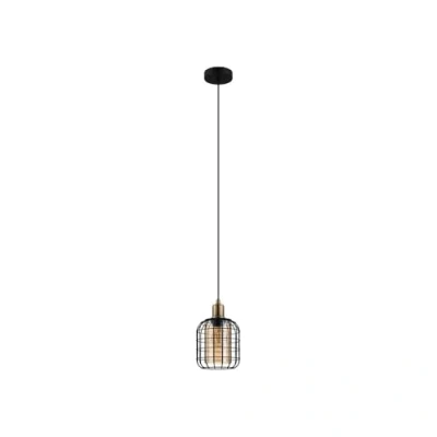 Imagen de Eglo colgante Luz Chisle, 1 lámpara de llamas, metal en vidrio negro y vapor ámbar, restaurante, sala estar colgando, E27