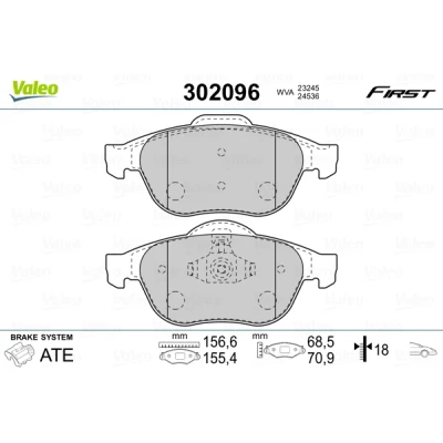 Imagen de VALEO 302096 Juego de pastillas freno FIRST Eje delantero excl. contacto avisador desgaste Chapa antichirridos RENAULT: SCENIC 2