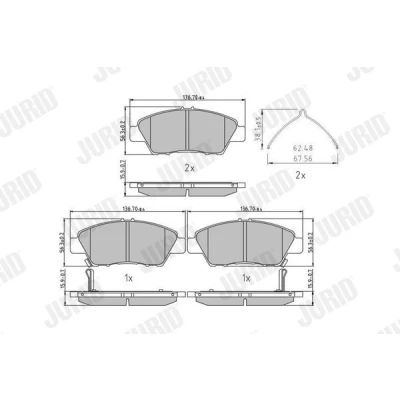 Imagen de JURID 572637J Juego de pastillas freno con avisador acústico desgaste clip émbolo sin accesorios HONDA: Jazz 3, Insight II Hatchback