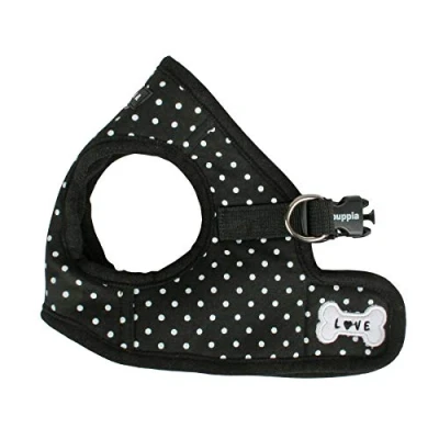 Imagen de Puppia Dotty Step in Arnés para Perro, sin tirones, estrangulamiento, fácil de Llevar, Entrenamiento Perros pequeños, Talla M, Color Negro