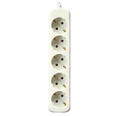 Imagen de SILVER ELECTRONICS Regleta Enchufe con 5 Tomas sin Interruptor, Blanco, Enchufes, Cable de 1,5 Metros, protección Infantil, Toma Tierra, sobretensiones