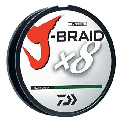 Imagen de Daiwa Línea Trenzada J Braid con 8 hebras se sección Redonda, 300 m, JB8U40 300DG, Verde Oscuro, 40 LB