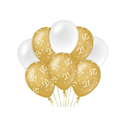 Imagen de Paper Dreams Globos 21 años mujer látex dorado/blanco