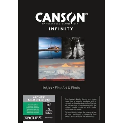 Imagen de Canson C400110654 Infinity Arches Aquarelle 100% Fino 310g Caja A4 25H Blanco Natural