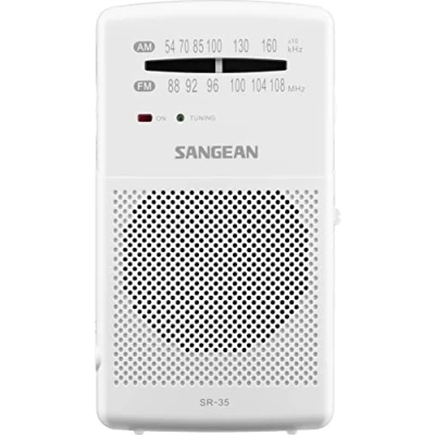 Imagen de Radio portátil Sangean SR 35, AM/FM, Analógica, Jack 3.5 mm, Blanco