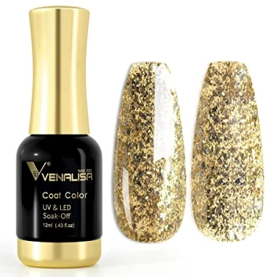 Imagen de VENALISA Esmaltes Semipermanentes de Uñas en Gel UV LED oro brillo 12ml Nail Polish