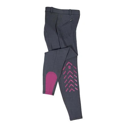Imagen de PFIFF Pantalones de equitación Piccola para niños, con agarre silicona, color azul y rosa, 158