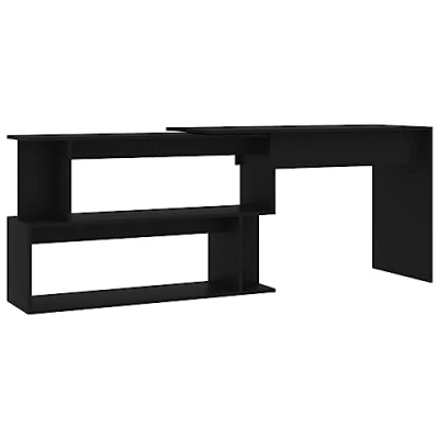 Imagen de vidaXL Escritorio Esquinero de Ordenador Estudio Ejecutivo Oficina Despacho Mueble Duradera Robusta Madera Contrachapada Negro 200x50x76 cm