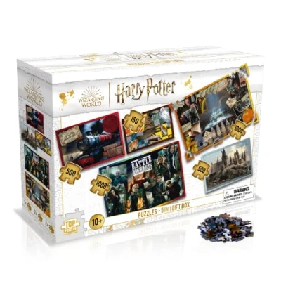 Imagen de Winning Moves Pack 5 Puzzles en 1 para Niños y Adultos de Harry Potter Incluye Puzzle 160 Piezas, 2 500 Piezas 1000