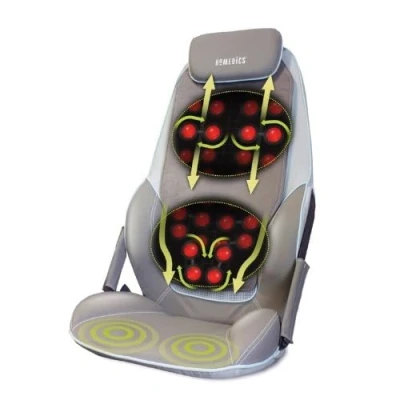 Imagen de HoMedics Shiatsu Max Asiento de Masajes Eléctrico para Espalda y Hombros Silla Masajeadora con 14 Programas, Intensidad Calor Regulables, Vibración, Masaje Shiatsu, Localizado o Completo Gris